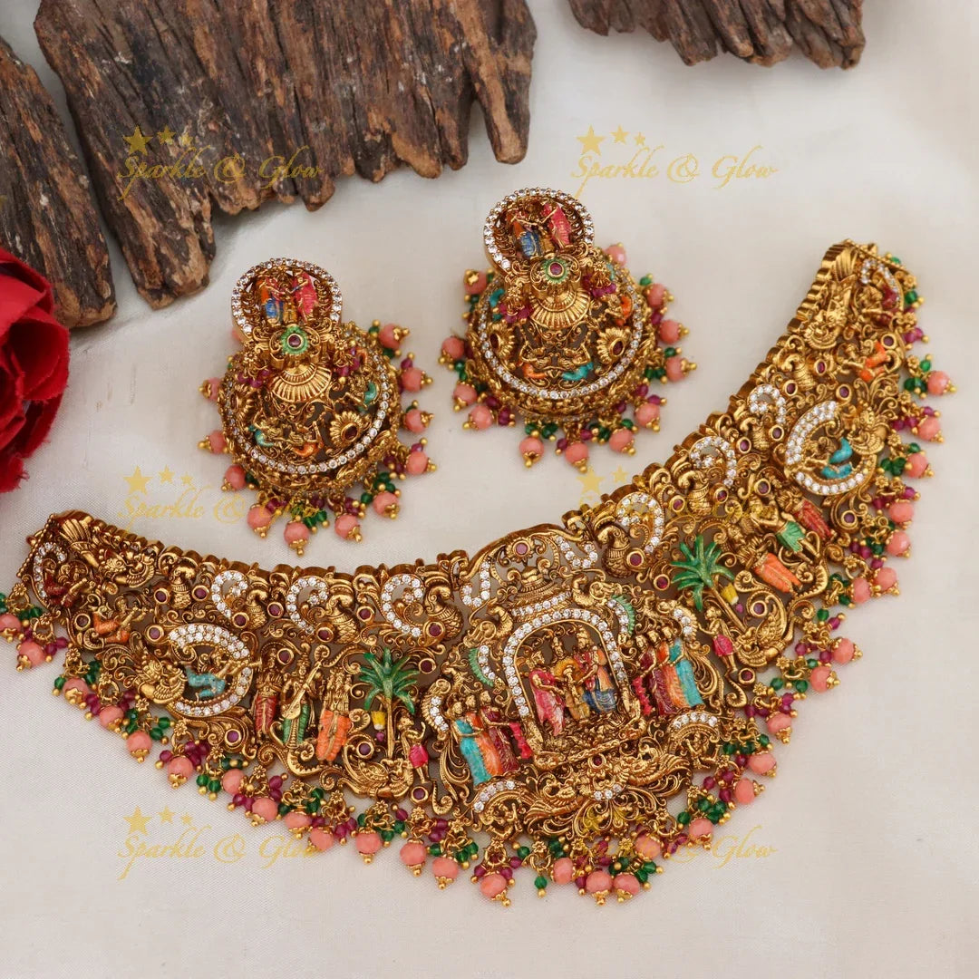 Elegant Temple Choker Necklace - Ideal for Weddings