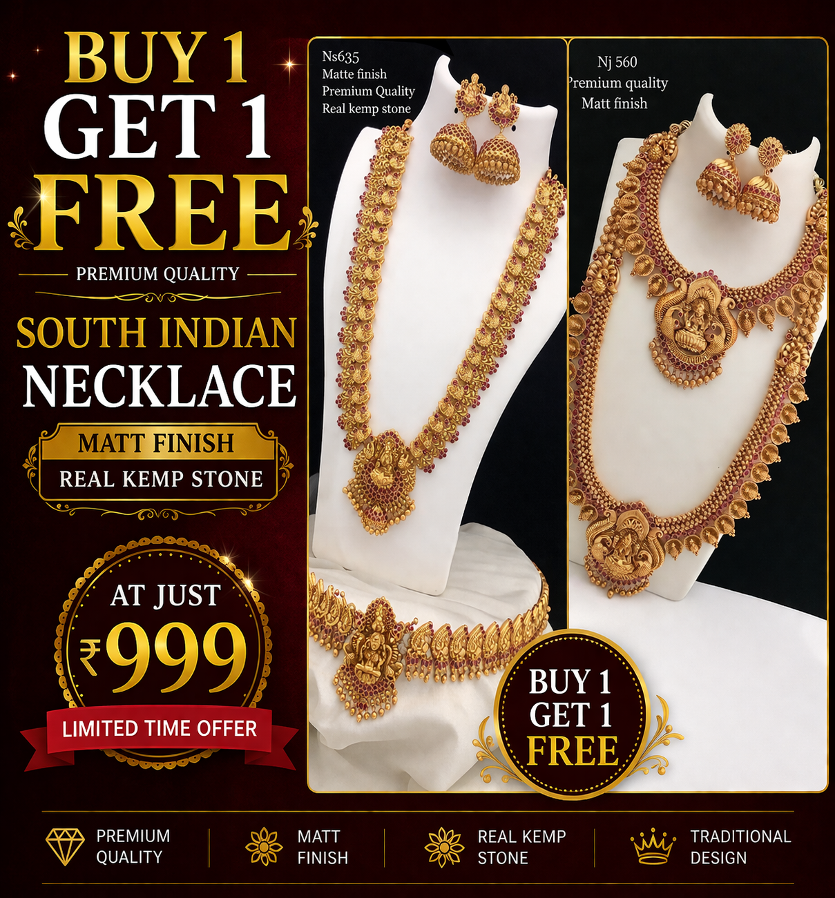 Buy South Indian Necklace Buy 1 Get 1 Free