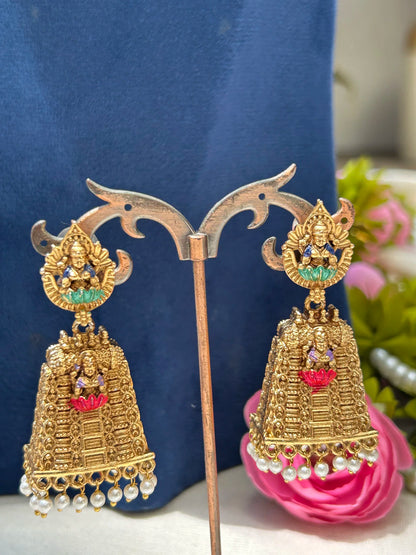 Combo 3 Meenakari Gopuram Jhumki Set